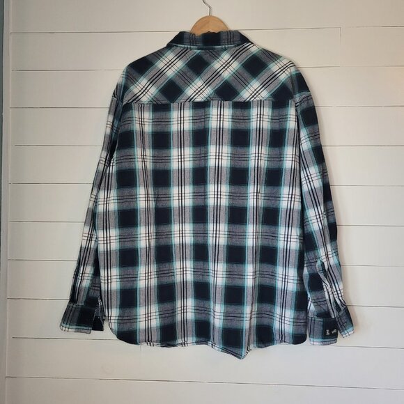 Canyon Guide Outfitter's Flannel Men's sz 2X Teal Grey Plaid Button Down Shirt - Picture 3 of 8